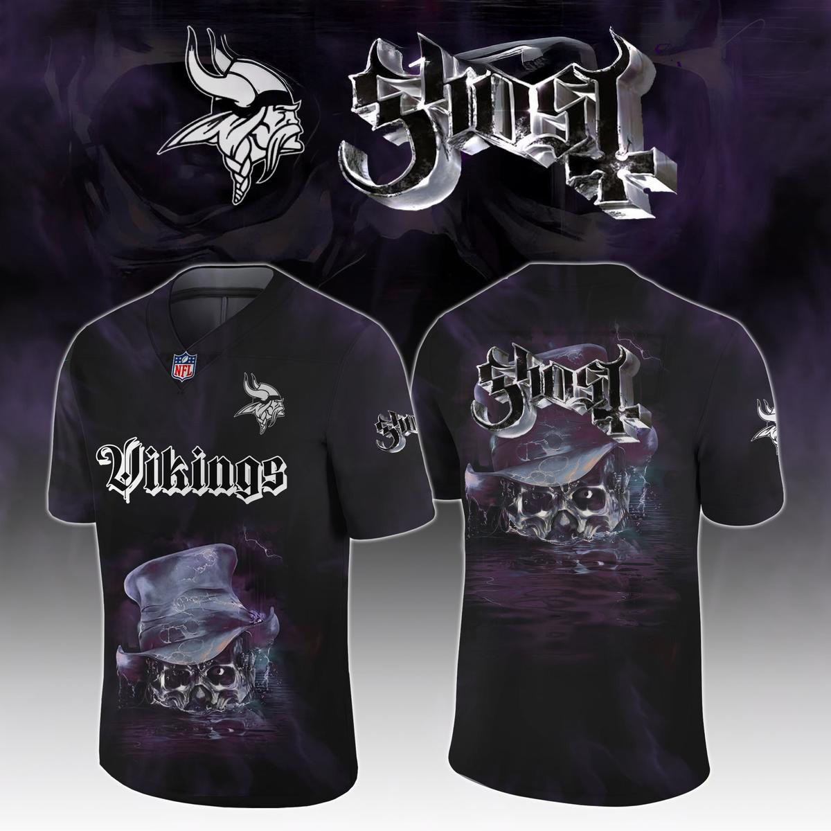Minnesota Vikings Celebration Ghost Skeletour World Tour 2025 Football Jersey Vikings Merch-1
