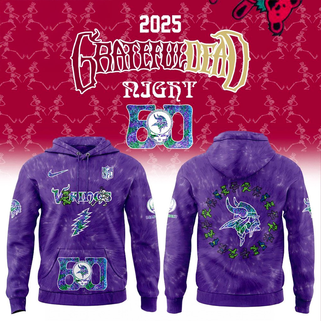 Minnesota Vikings Grateful Dead 60th Anniversary Hoodie Vikings Merch Gifts For Father-1