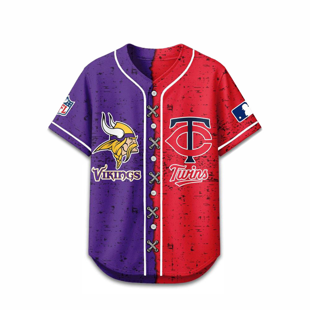 Minnesota Vikings Mix Minnesota Twins Sporty New Design Baseball Jersey Fan Merch Gifts For Him-1