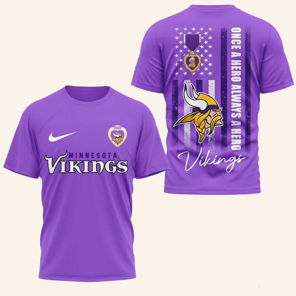 Minnesota Vikings National Purple Heart Day Shirt Minnesota Vikings Merch Gifts For Fans-1