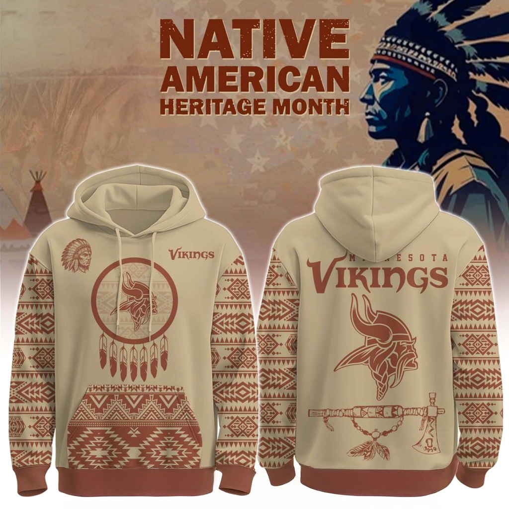 Minnesota Vikings Native American Heritage Month Hoodie Vikings Merch Football Fan Gift Ideas-1