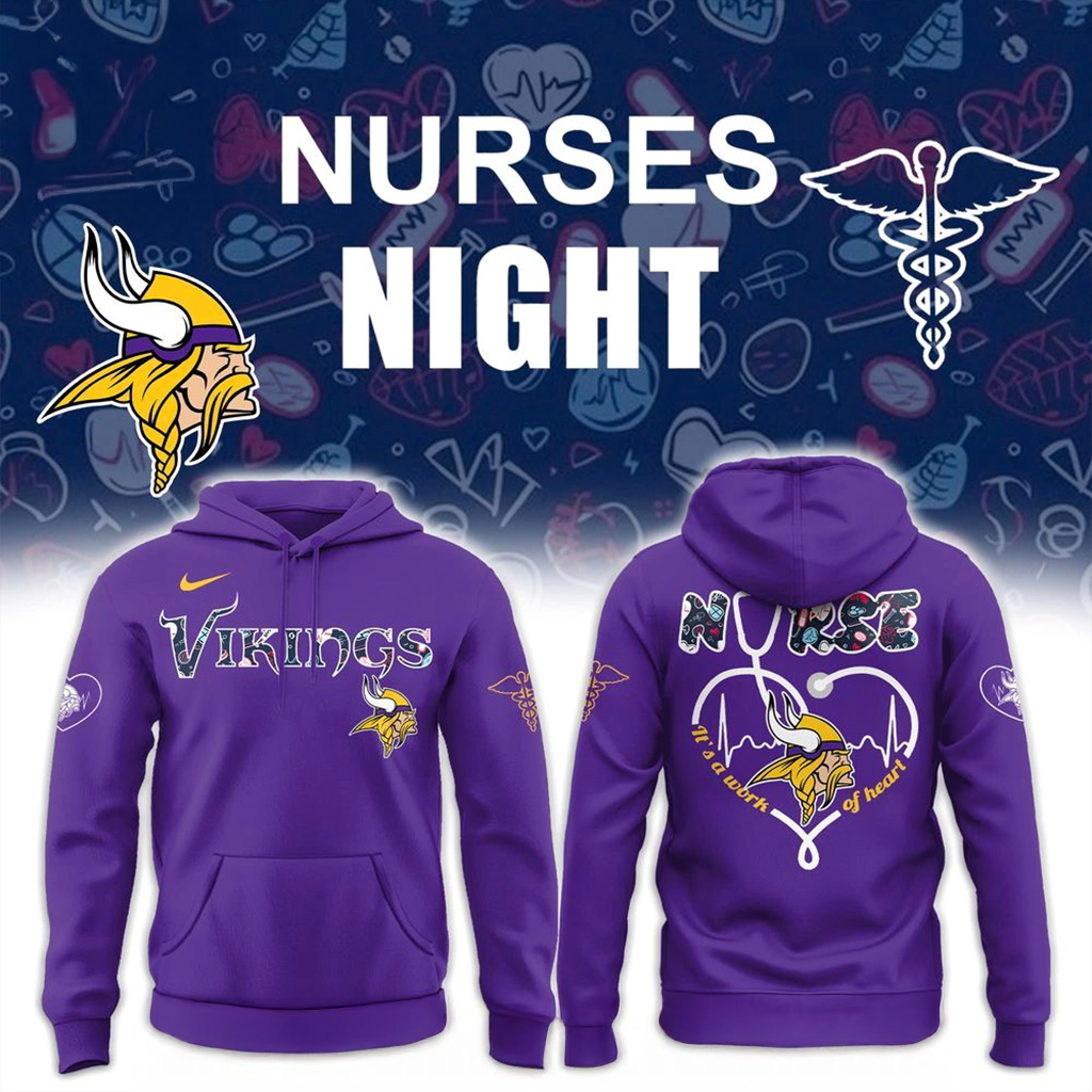 Minnesota Vikings Nurses Night Hoodie Minnesota Vikings Merch Gift For Football Fans-1