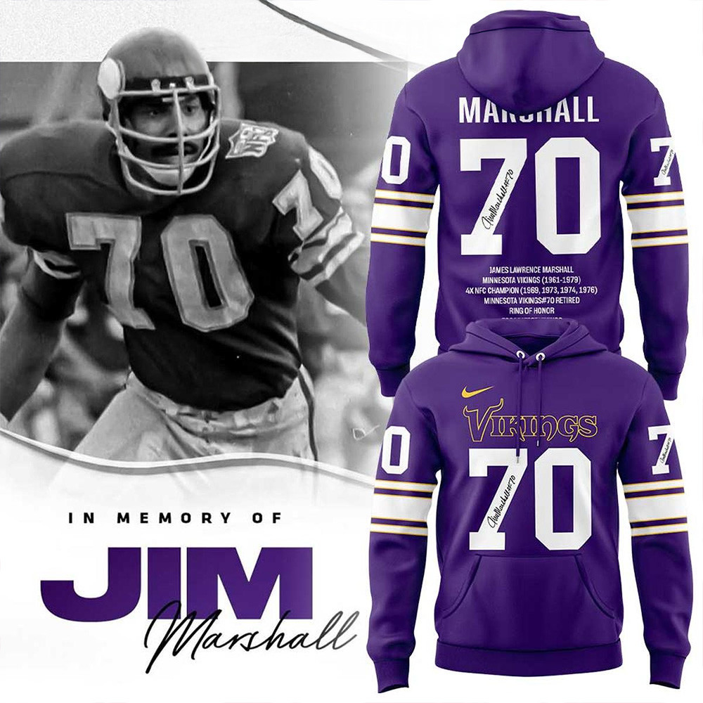 Minnesota Vikings Thank You For Memories Jim Marshall Hoodie Gifts For Football Fan-1