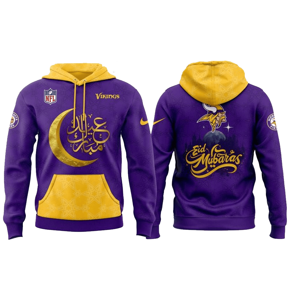 Minnesota Vikings x 2025 Eid Mubarak Hoodie Minnesota Vikings Merch Best Father's Day Gifts-1