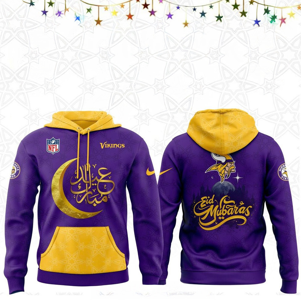 Minnesota Vikings x Eid Mubarak 2025 Hoodie Minnesota Vikings Merch Great Mother's Day Gifts-1