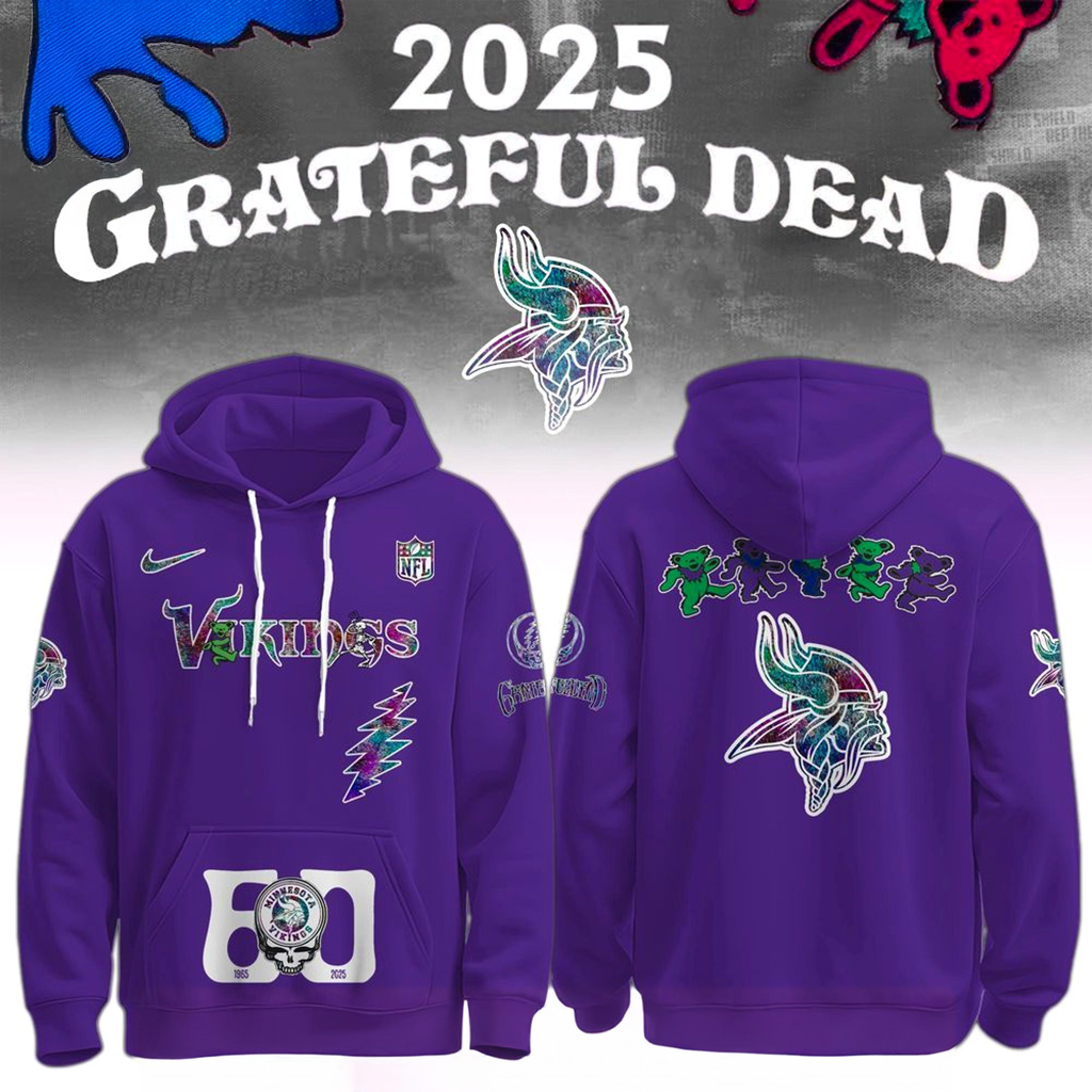 Minnesota Vikings x Grateful Dead 60th Hoodie Vikings Merch Christmas Gifts For Guys-1