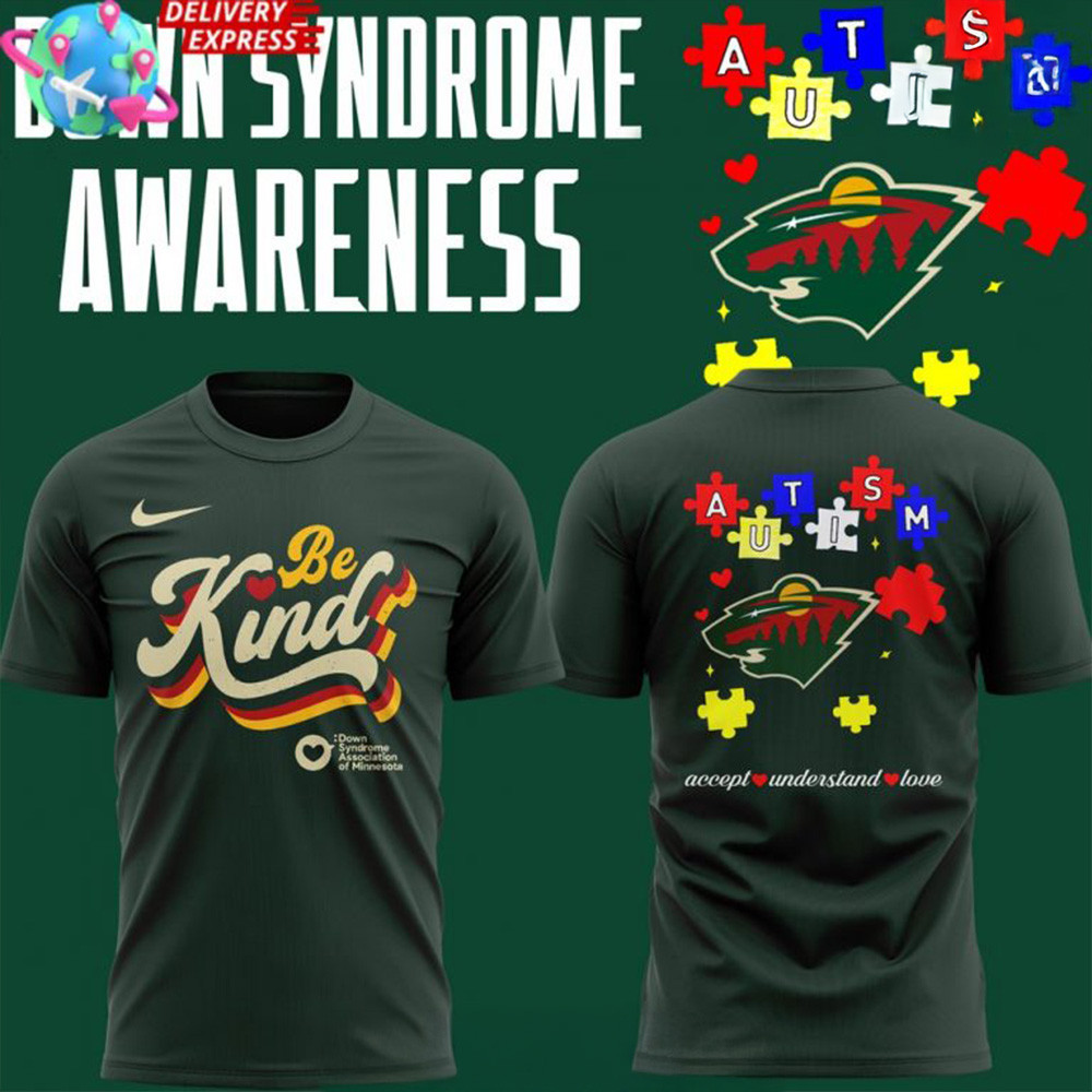 Minnesota Wild Down Syndrome Awareness 2025 T-Shirt Father In Law Gifts Dad's Day-1