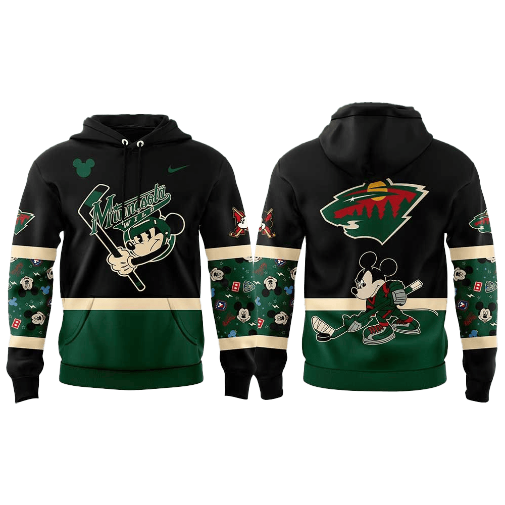 Minnesota Wild Mickey And Friends Uniform Hoodie Minnesota Wild Merch Fathers Day Presents-1