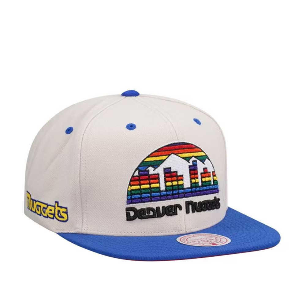 Mitchell And Ness Denver Nuggets Sail Off White Two Tone Snapback Hat Basketball Enthusiast Gifts-1