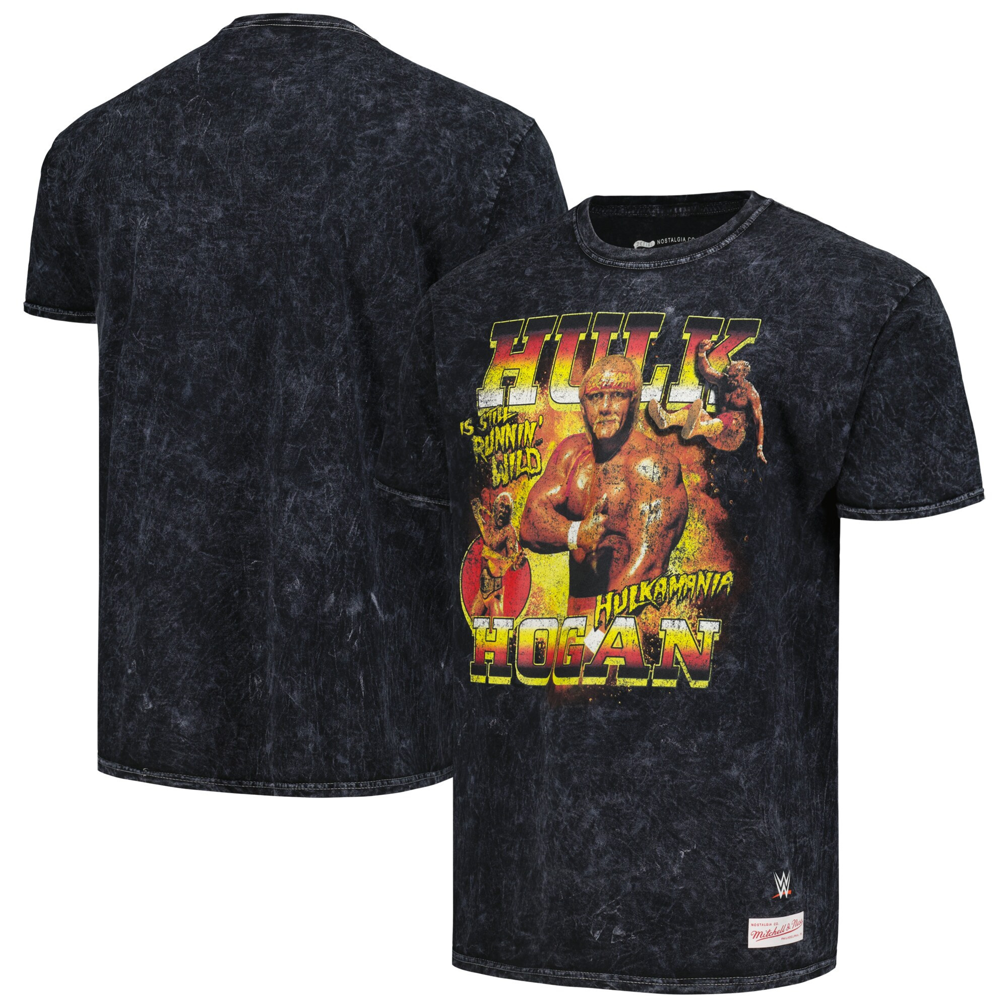 Mitchell Ness Black Hulk Hogan Still Runnin Wild Washed Tshirt Hulk Hogan Merch-1