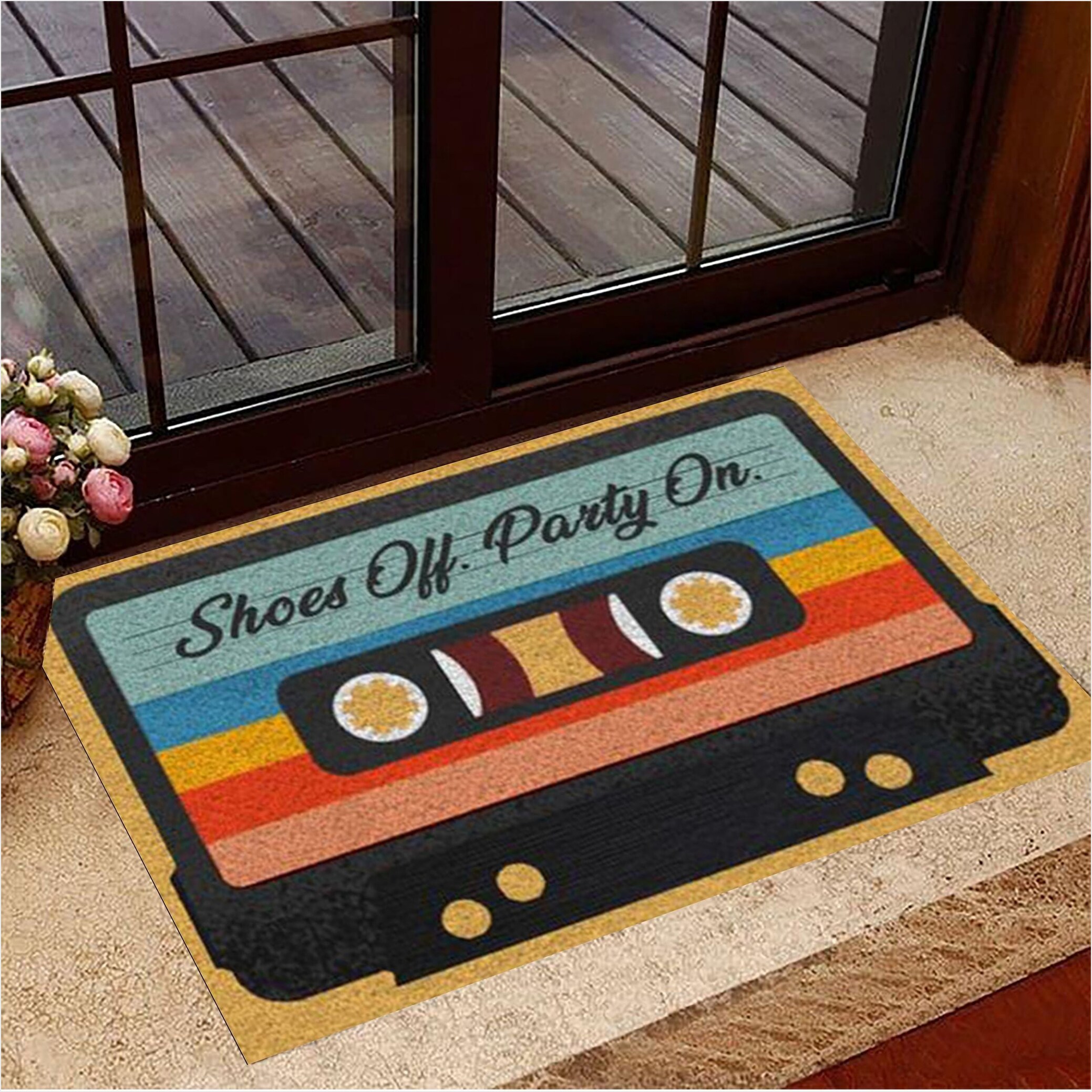 Mixtape Shoes Off Party On Doormat Welcome Door Mat Housewarming Gifts Gifts For Best Friend-1
