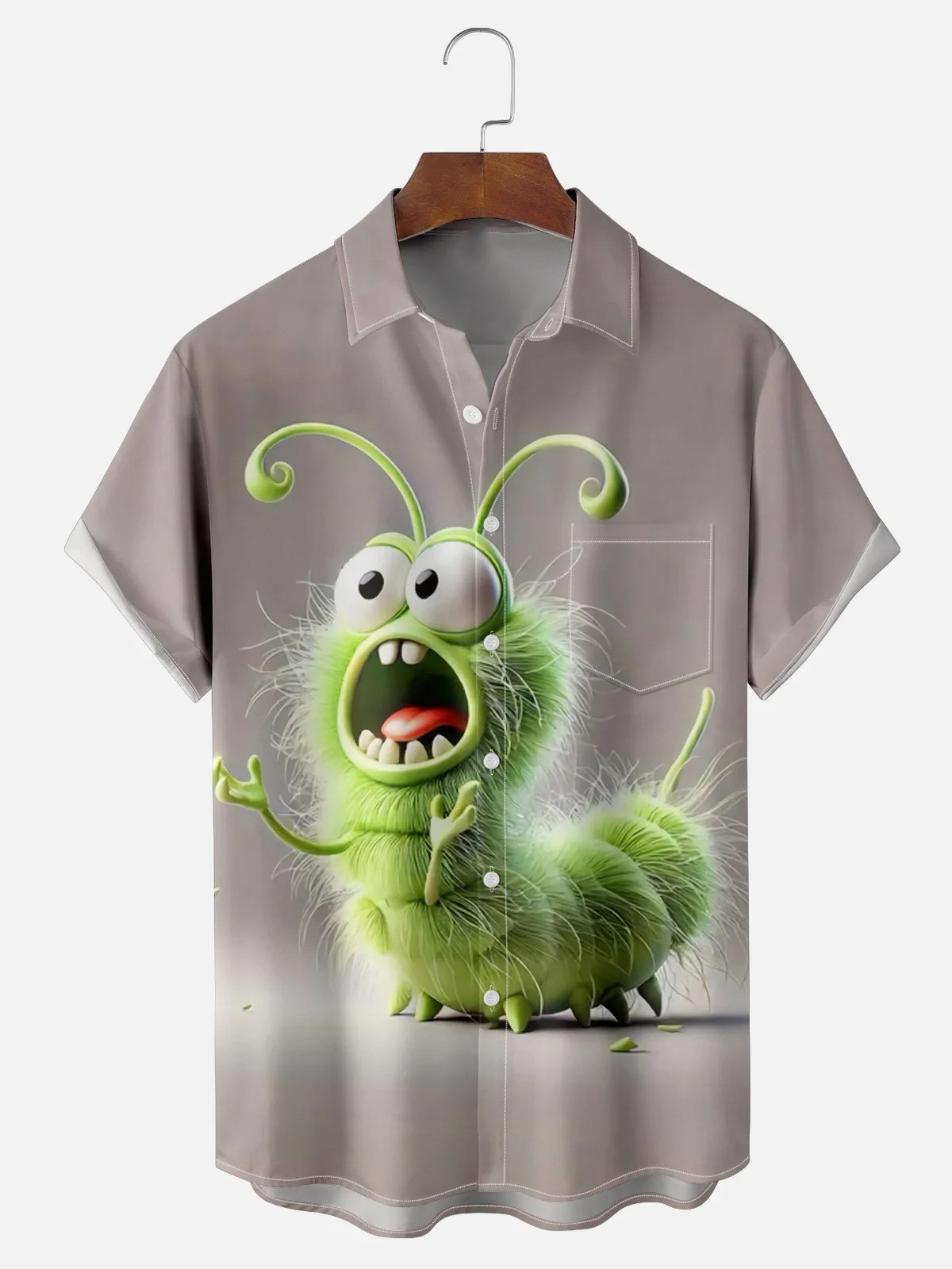 Moisture Wicking Abstract Fun Bug Chest Pocket Hawaiian Shirt Gift Idea-1