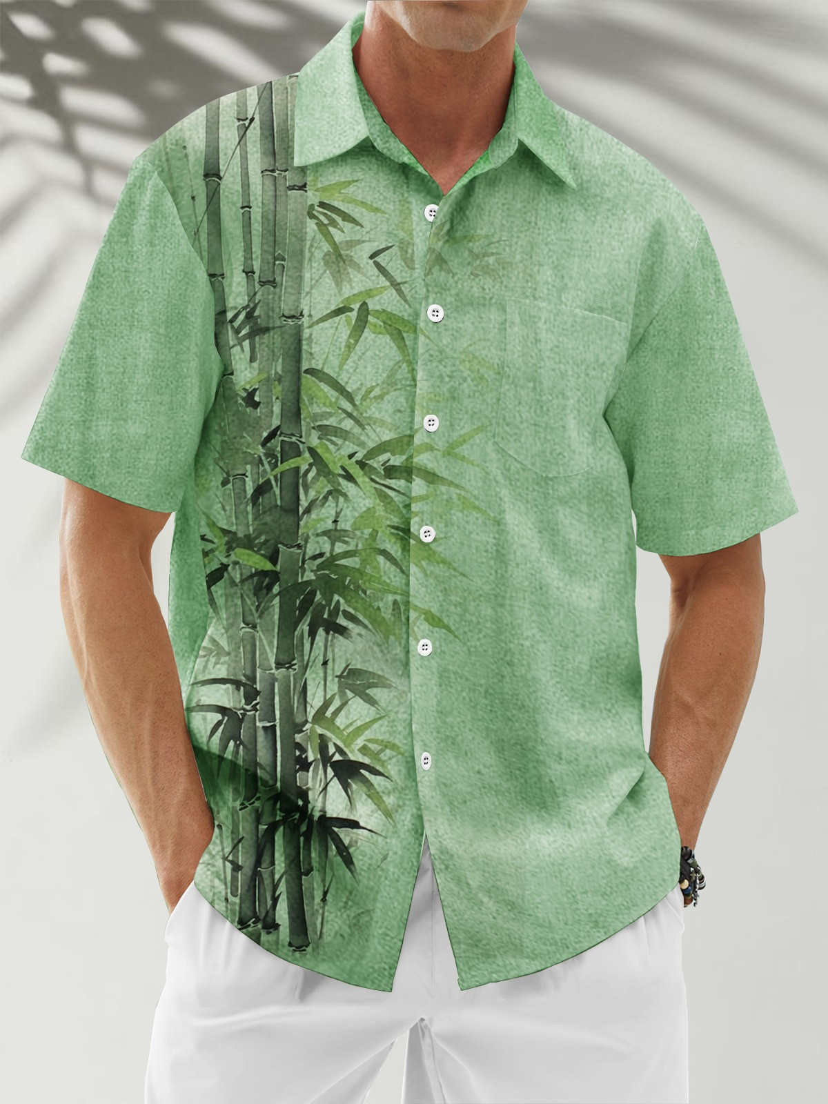 Moisture Wicking Bamboo Chest Pocket Casual Hawaiian Shirt Gift For Him-1