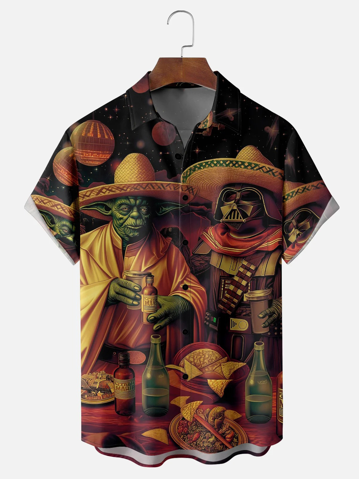 Moisture Wicking Cinco de Mayo Big Hat Star Chest Pocket Hawaiian Shirt-1