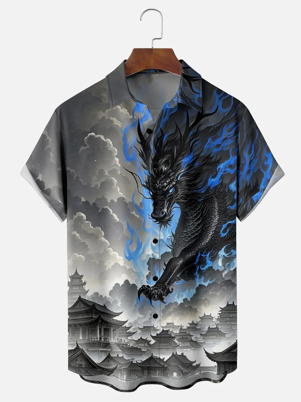 Moisture Wicking Dragon Chest Pocket Hawaiian Shirt-1