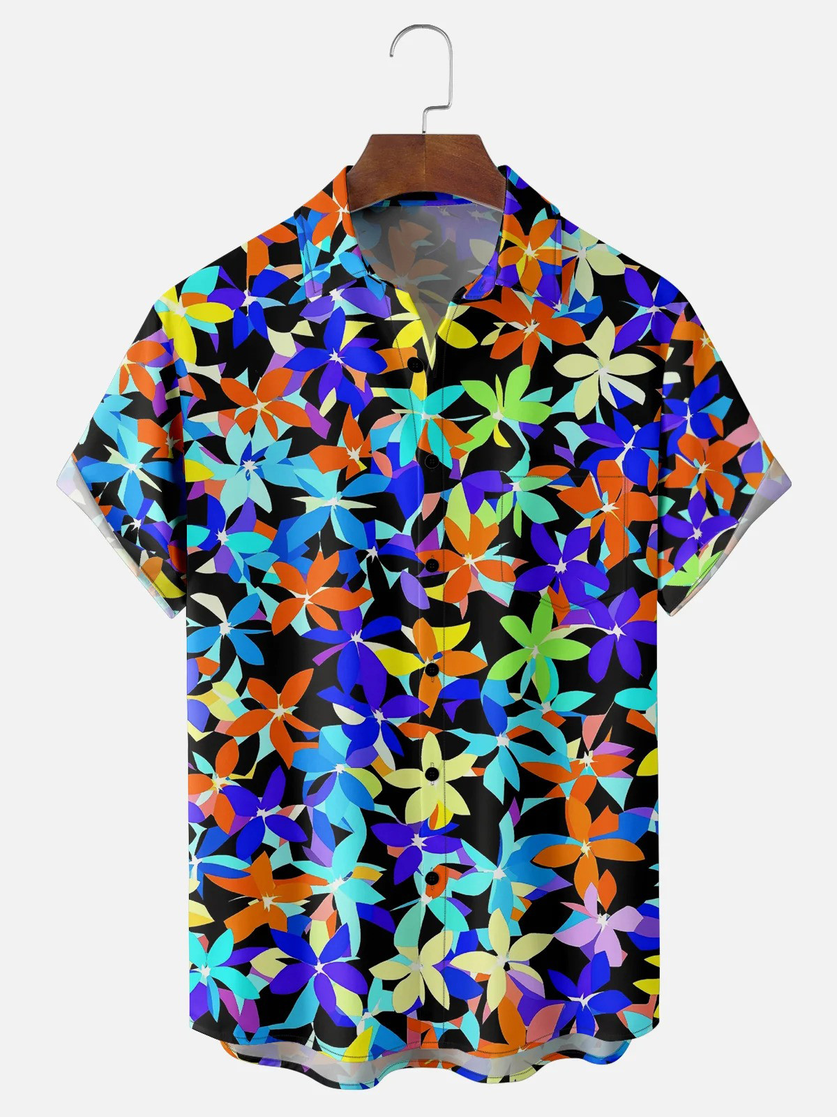 Moisture Wicking Floral Chest Pocket Hawaiian Shirt Gift Idea For Him-1