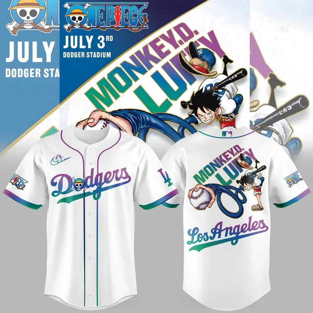 Monkey D Luffy Los Angeles Dodgers 2025 Special Baseball Jersey Father's Day Present Ideas-1