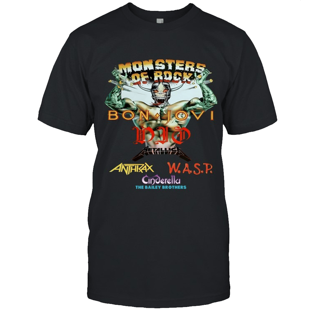 Monsters Of Rock Merch Monsters Of Rock 1987 Bon Jovi Dio T-Shirt Father's Day Gifts-1