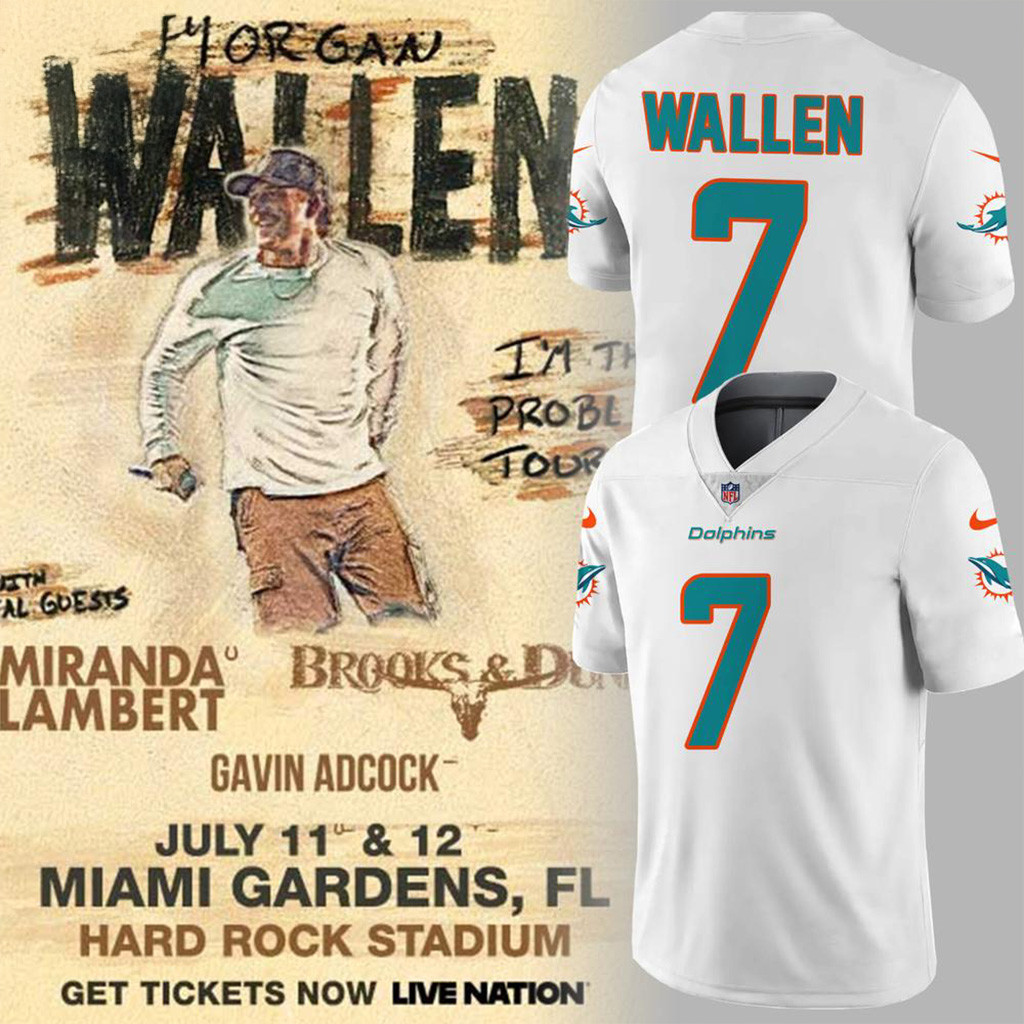 Morgan Wallen X Miami Dolphins Football Jersey Fan Merch Gifts For Father-1