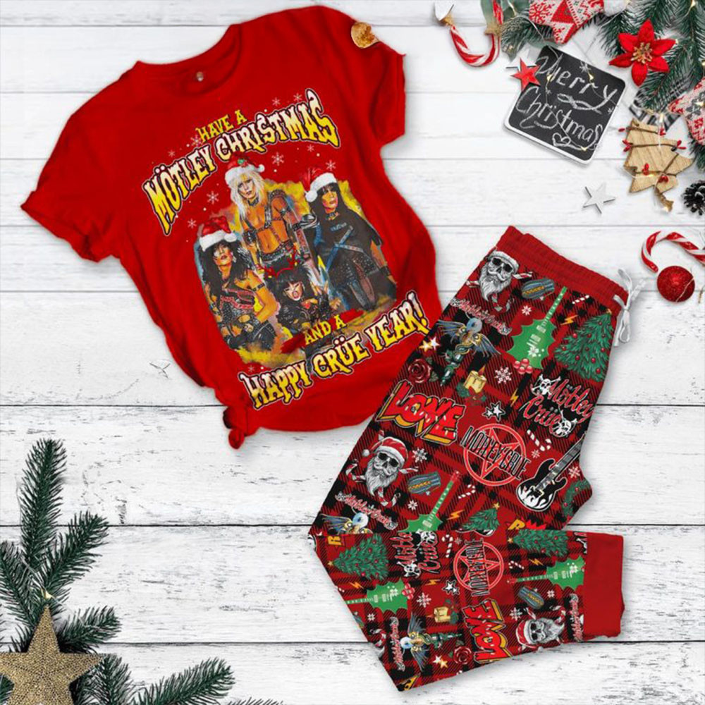 Motley Crue Have A Merry 2024 Christmas Pajamas Set Gifts For Band Fans-1