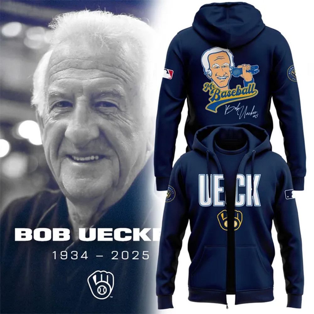Mr Baseball Bob Uecker Baseball Tribute Milwaukee Brewers Zip Hoodie Cool Gifts For Hockey Fans-1