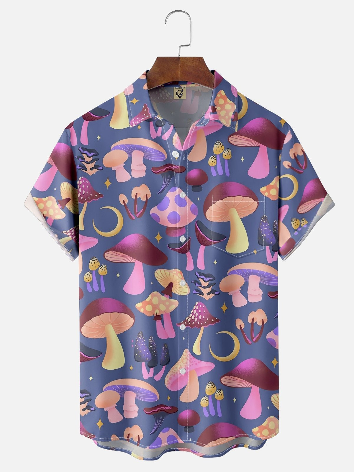 Mushroom Moon Chest Pocket Casual Shirt-1