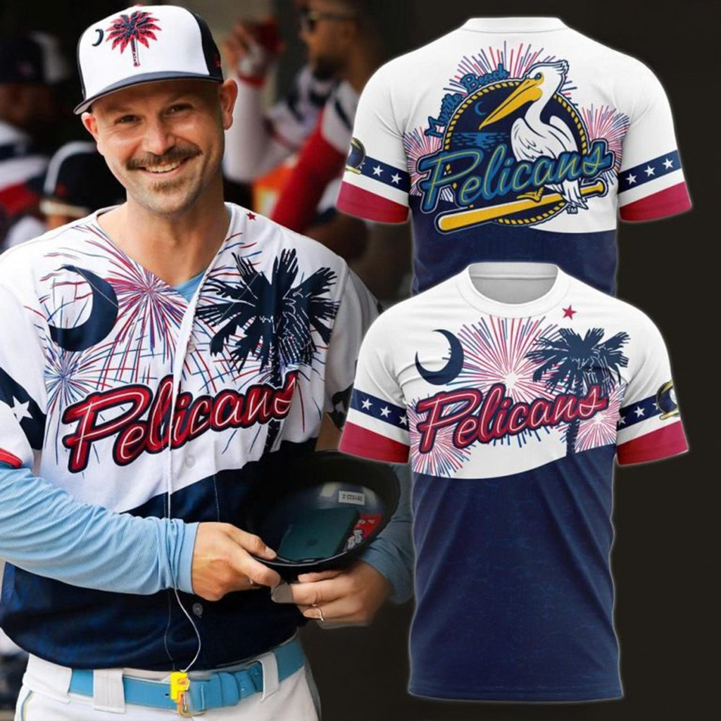 Myrtle Beach Pelicans Independence Day 2025 Baseball Jersey Pelicans Merch Fans Gifts-1