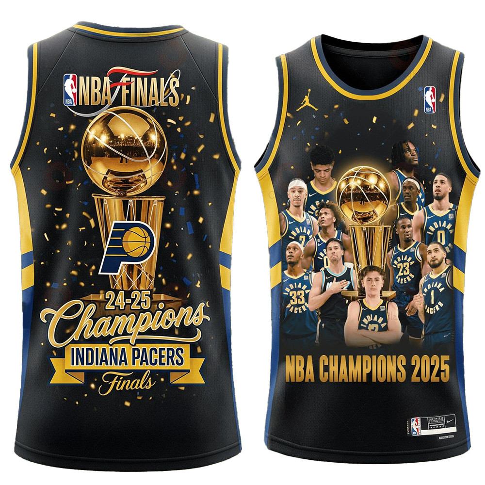 NBA Finals 2025 Champions Indiana Pacers Basketball Jersey NBA Merch Gifts For Basketball Fan-1