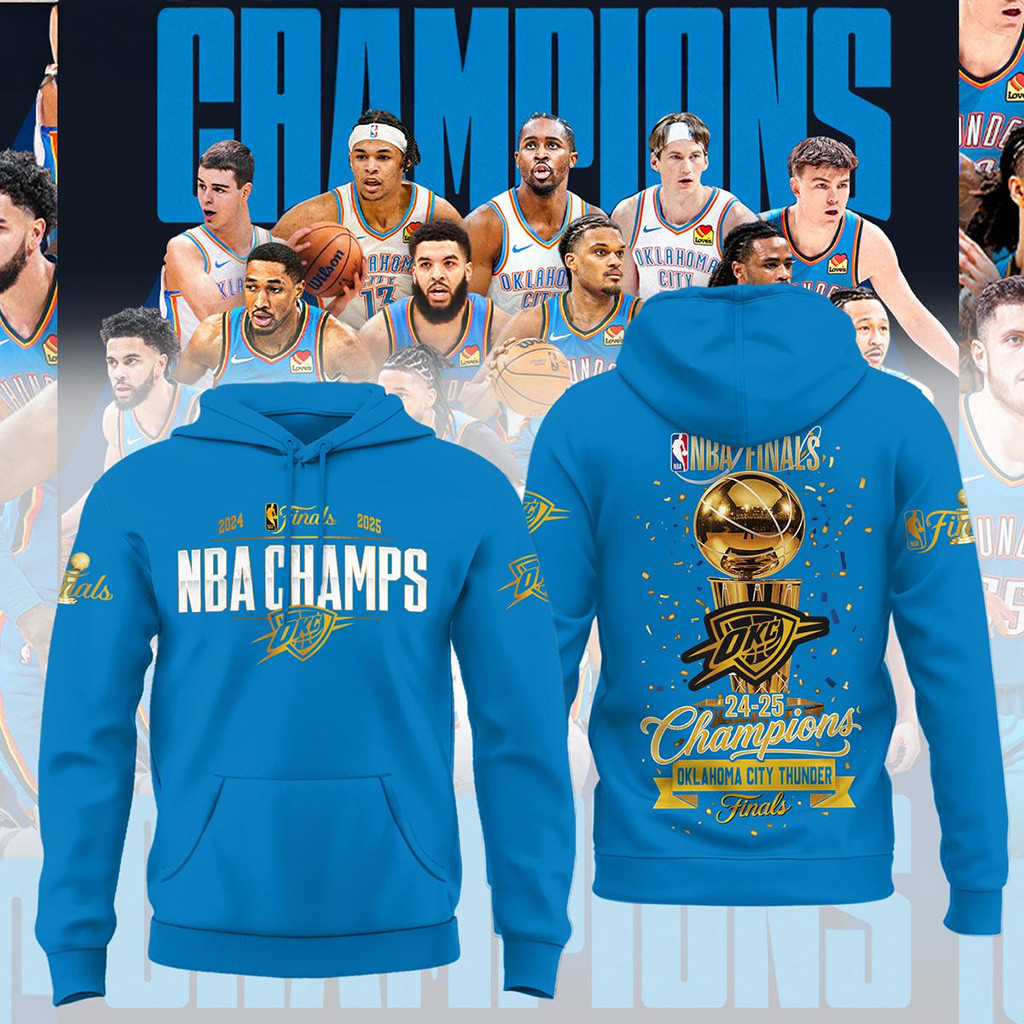 NBA Finals 2025 Champions Oklahoma City Thunder Hoodie T Shirt-1