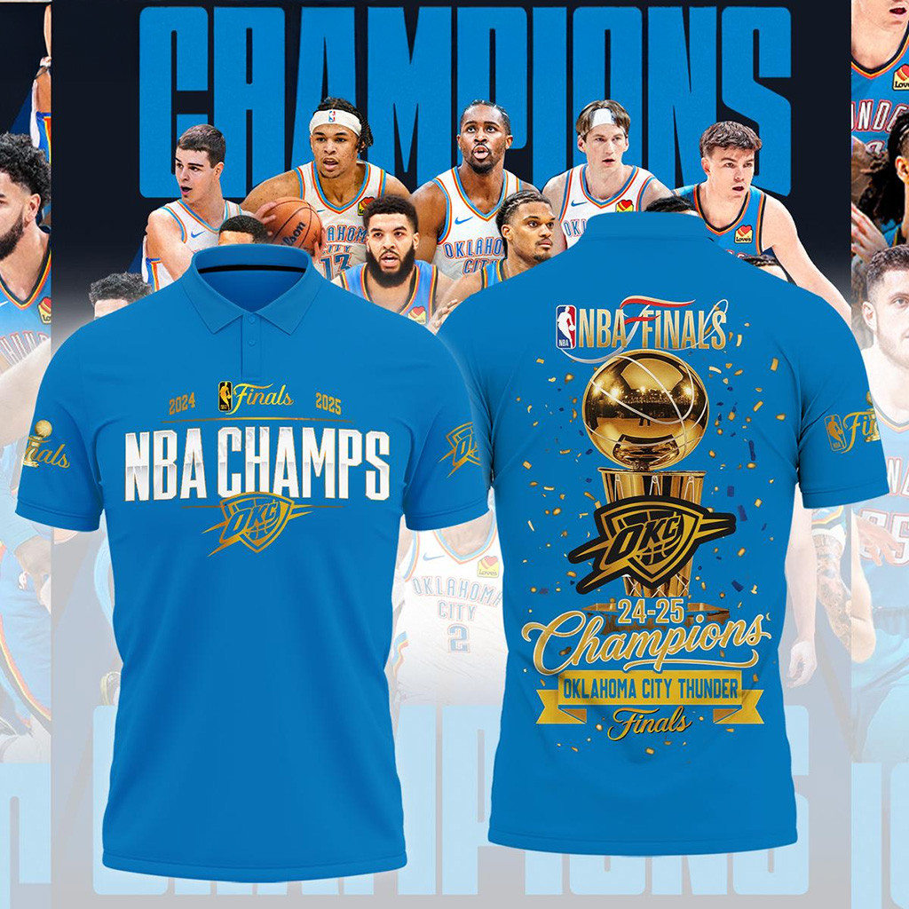 NBA Finals 2025 Champions Oklahoma City Thunder Polo Shirt-1