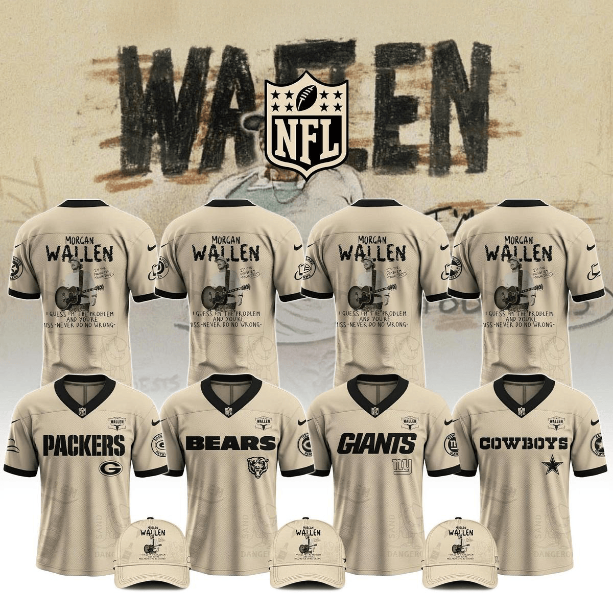 NFL All Teams X Morgan Wallen I'm The Problem Tour 2025 Football Jersey NFL Merch Fans Gifts-1 NFL All Teams X Morgan Wallen I'm The Problem Tour 2025 Football Jersey NFL Merch Fans Gifts-1