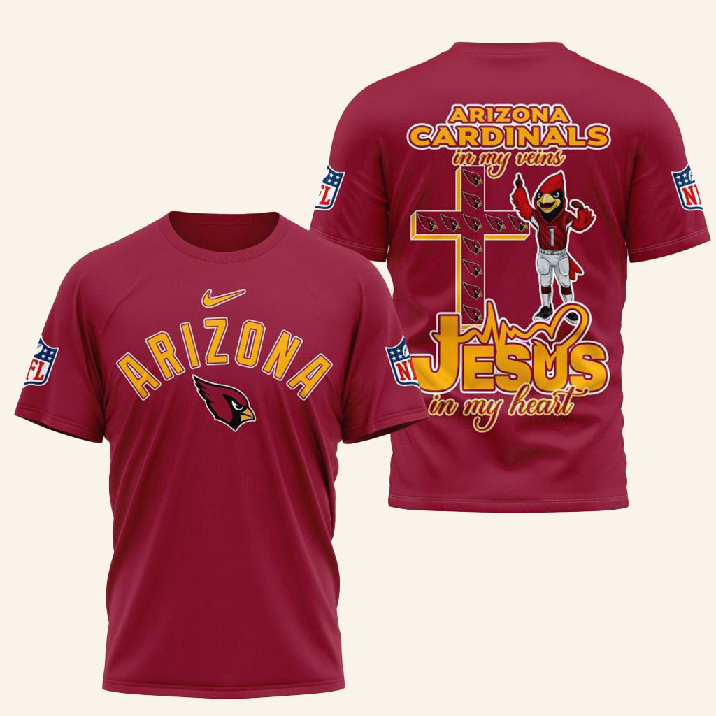 NFL Arizona Cardinals Football And Jesus Shirt Arizona Cardinals Merch Gifts For Fans-1