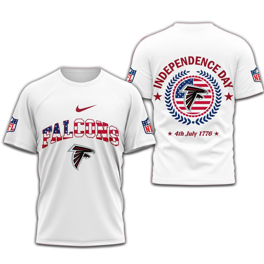NFL Atlanta Falcons 2025 Independence Day White Shirt-1