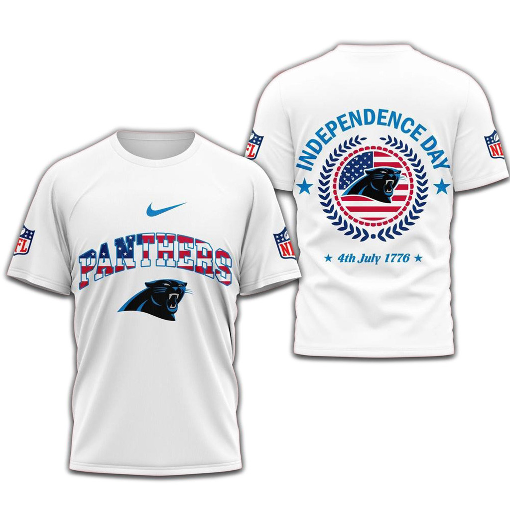 NFL Carolina Panthers 2025 Independence Day White Shirt-1