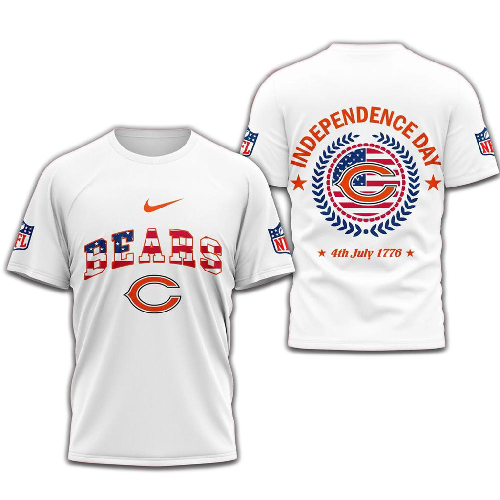 NFL Chicago Bears 2025 Independence Day White Shirt-1