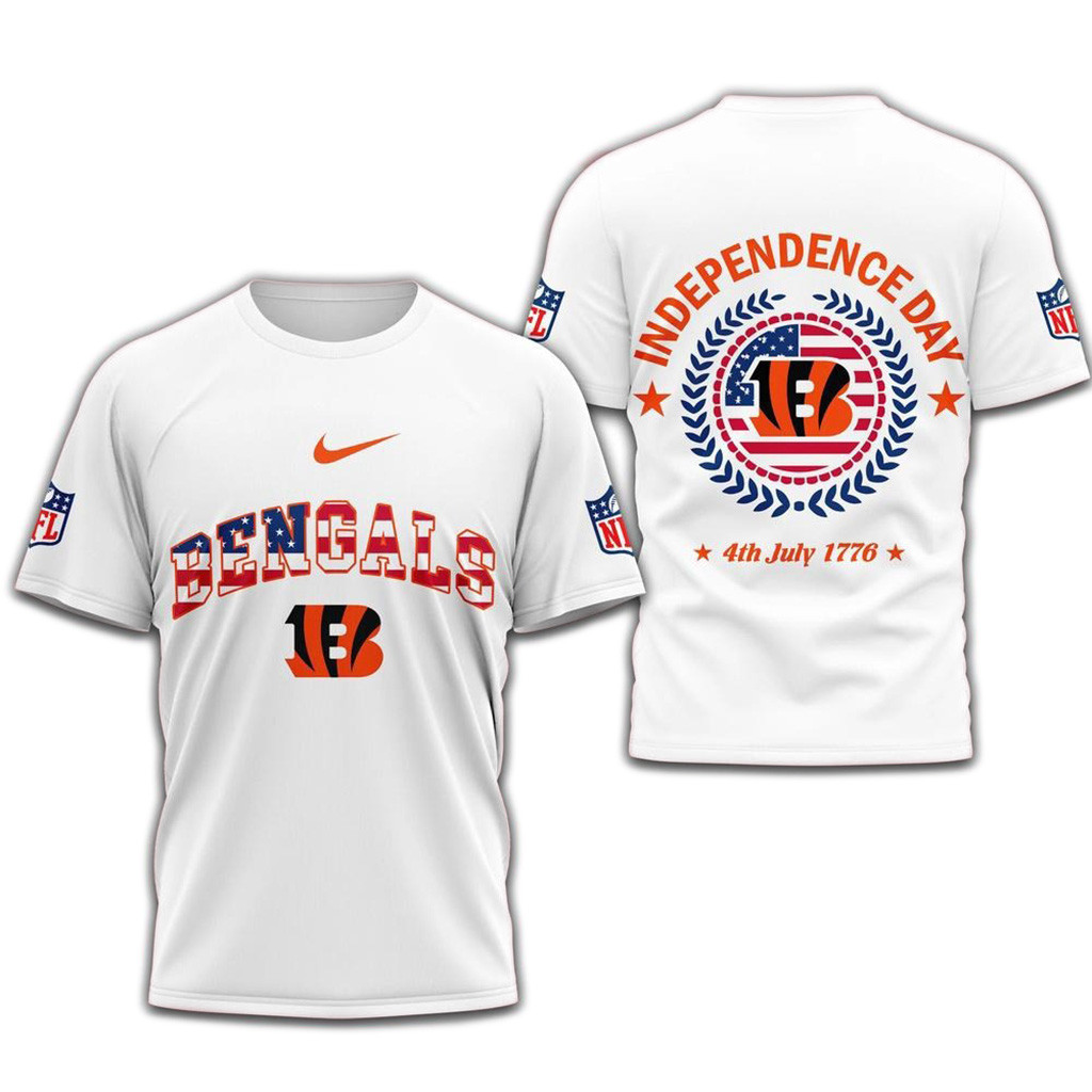 NFL Cincinnati Bengals 2025 Independence Day White T-Shirt-1