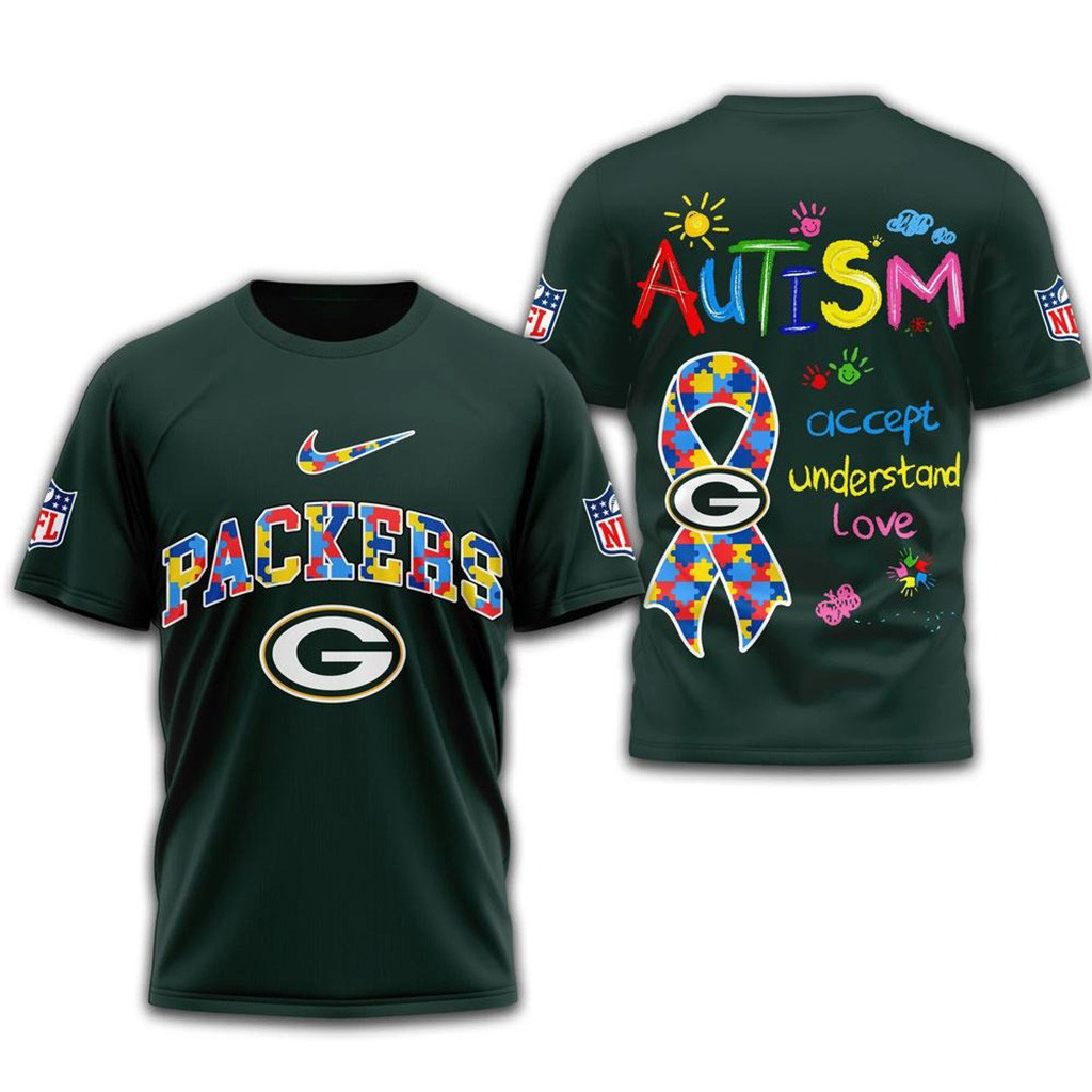 NFL Green Bay Packers 2025 Autism Awareness Shirt Packers Merch Presents For Football Lovers-1