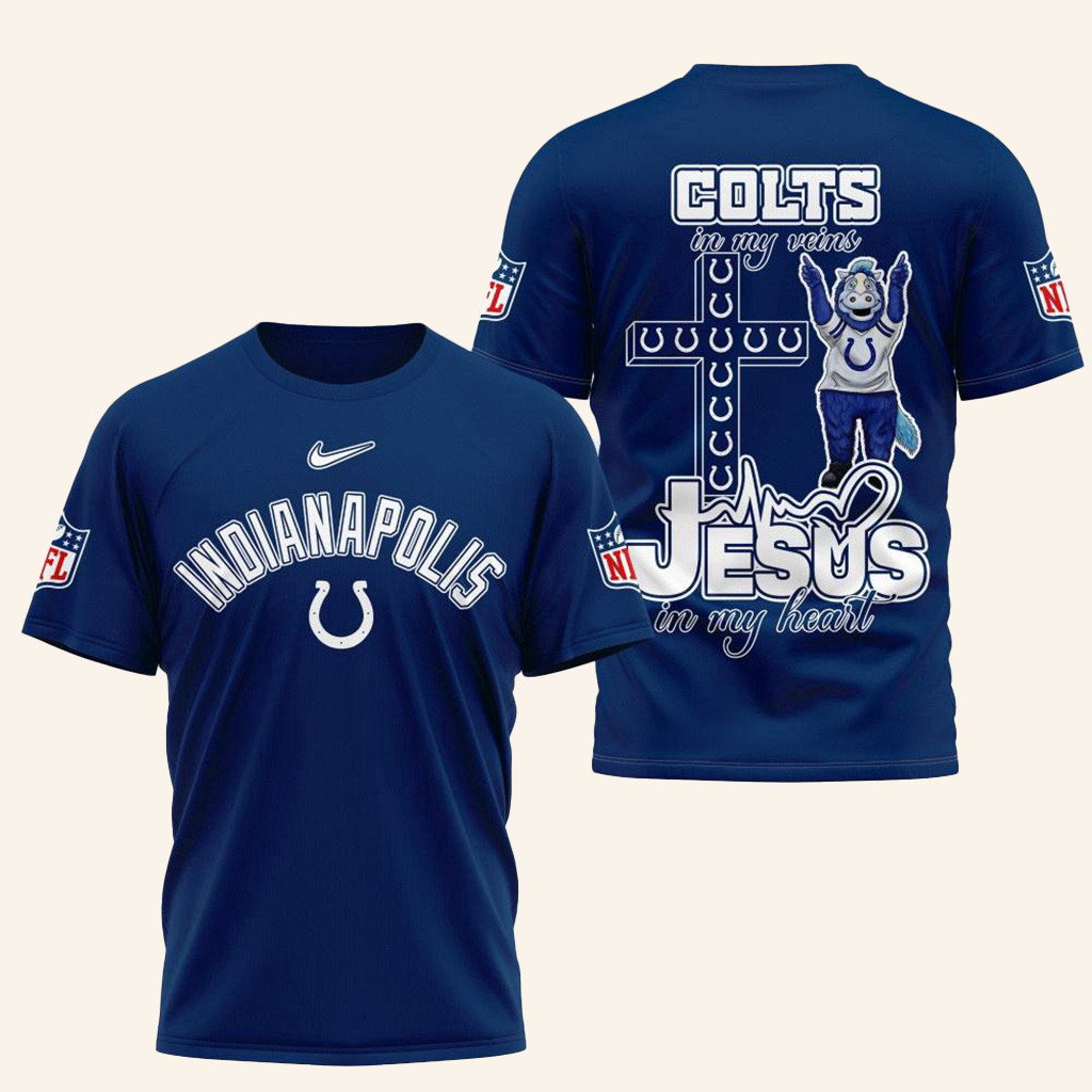 NFL Indianapolis Colts Football And Jesus Shirt Indianapolis Colts Merch Fans Gifts-1