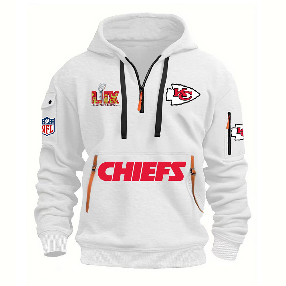 NFL Kansas City Chiefs Quarter Zip Hoodie Gifts For Football Fan-1