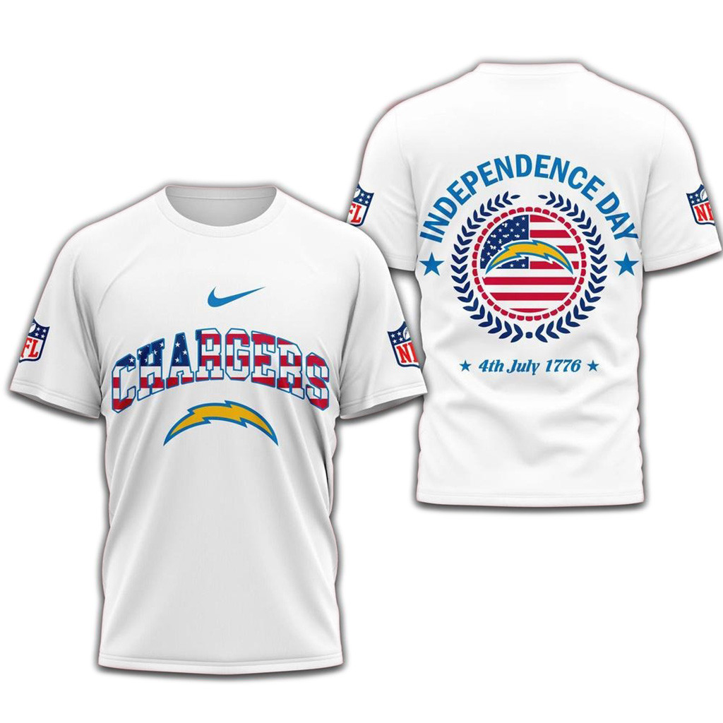 NFL Los Angeles Chargers 2025 Football Team Independence Day T-Shirt-1