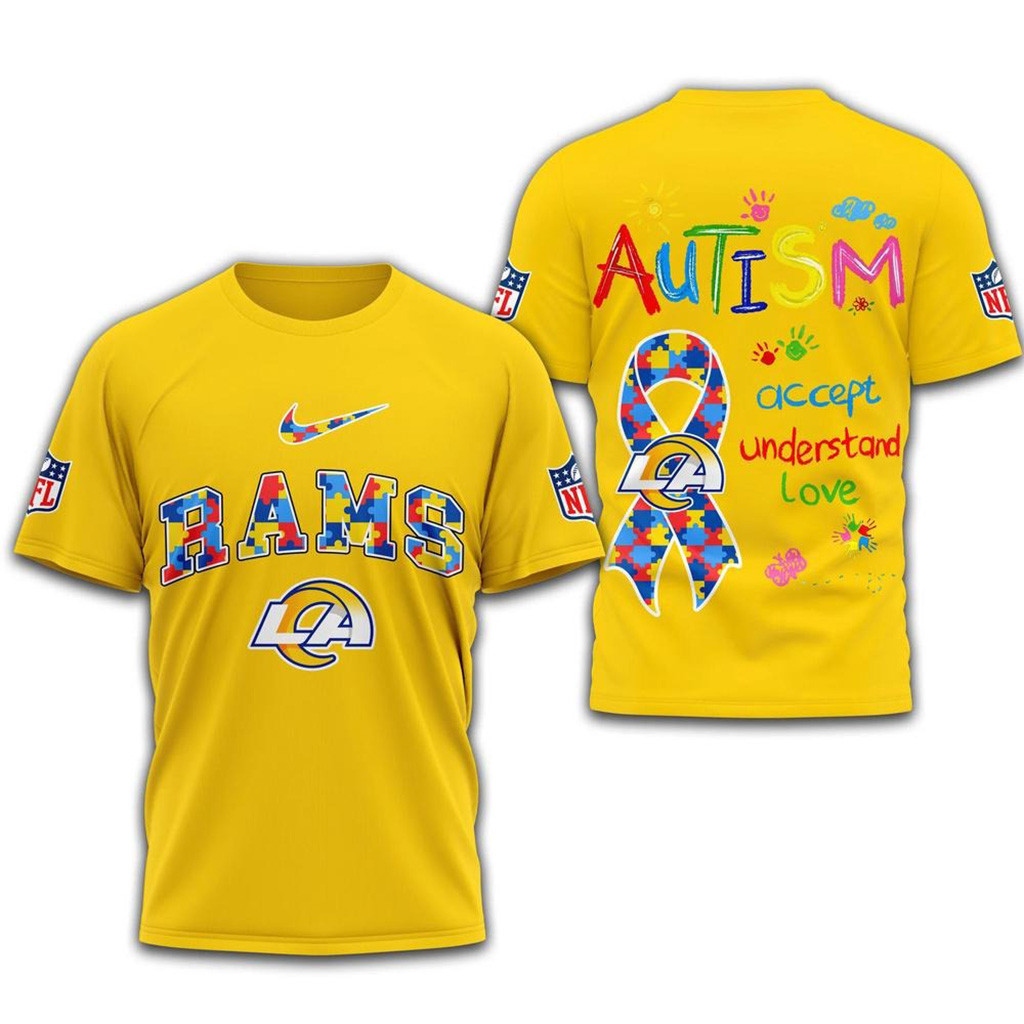NFL Los Angeles Rams 2025 Autism Awareness Shirt Los Angeles Rams Merch Fans Gift Ideas-1