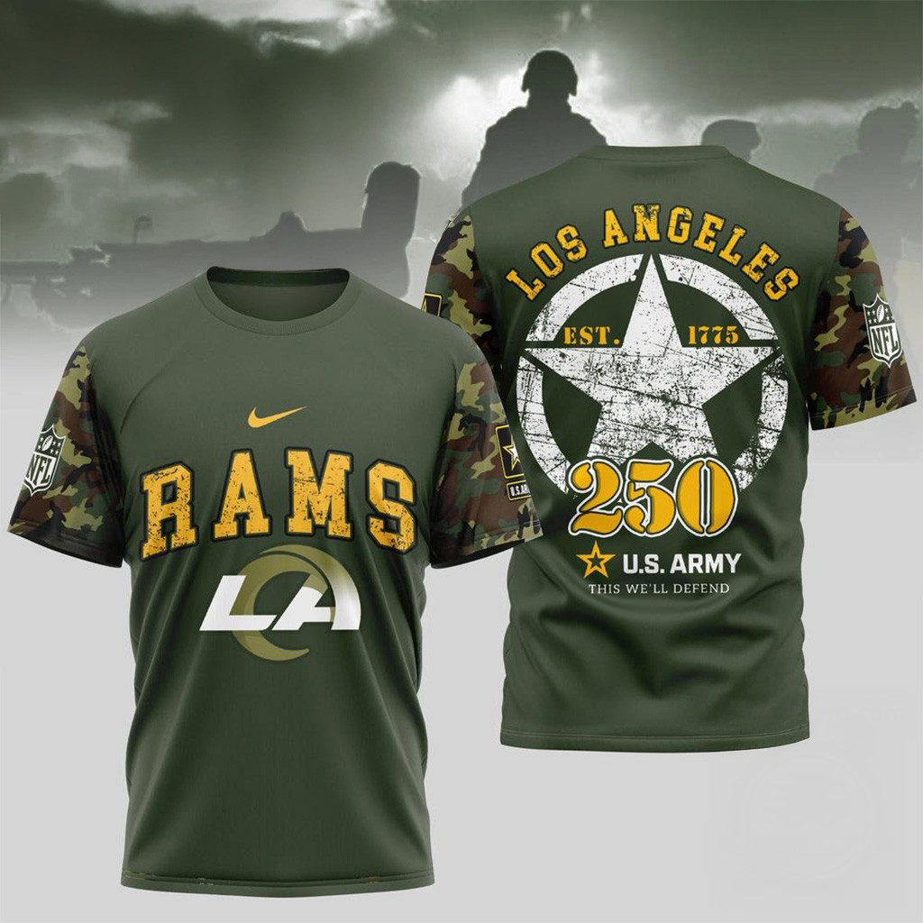 NFL Los Angeles Rams US Army 250Th Birthday Celebration 3D Shirt-1