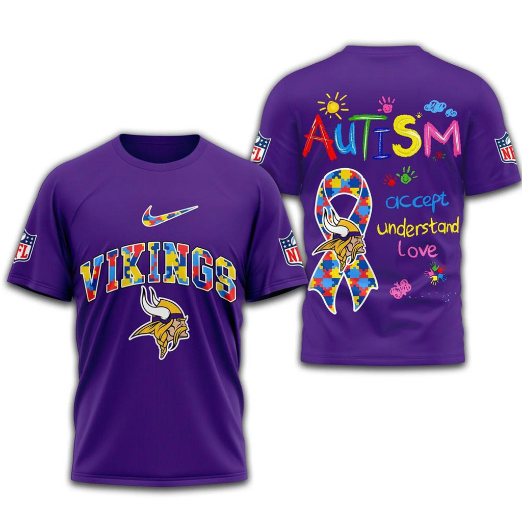 NFL Minnesota Vikings 2025 Autism Awareness Shirt Minnesota Vikings Merch Gifts For Fans-1