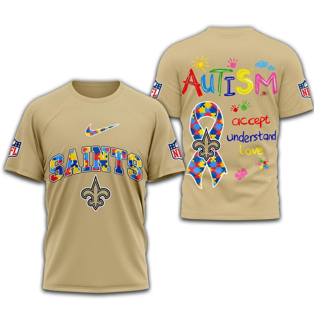 NFL New Orleans Saints 2025 Autism Awareness Shirt New Orleans Saints Merch Fans Gifts-1