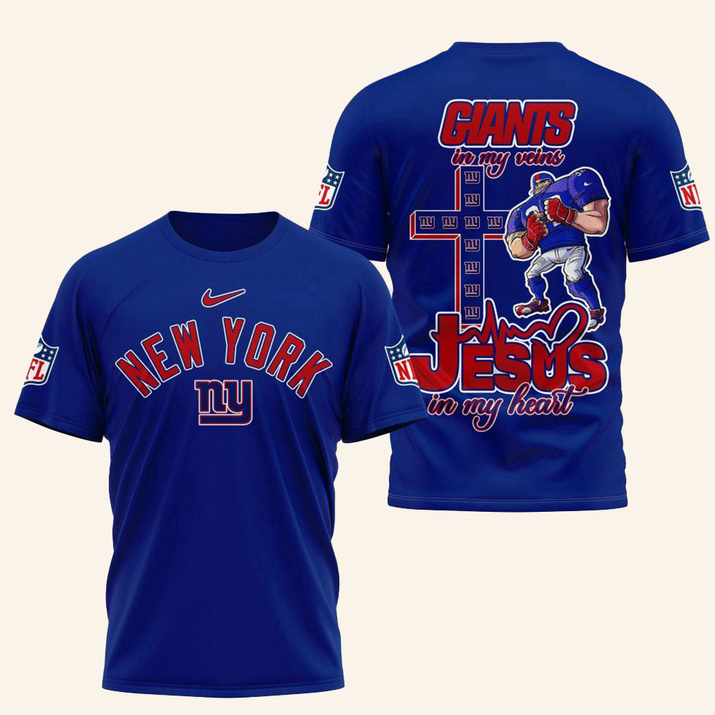 NFL New York Giants Football And Jesus Shirt New York Giants Merch Gifts For Dad-1