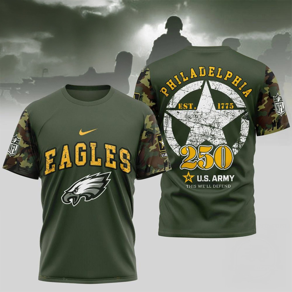 NFL Philadelphia Eagles US Army 250Th Birthday Celebration 3D Shirt-1