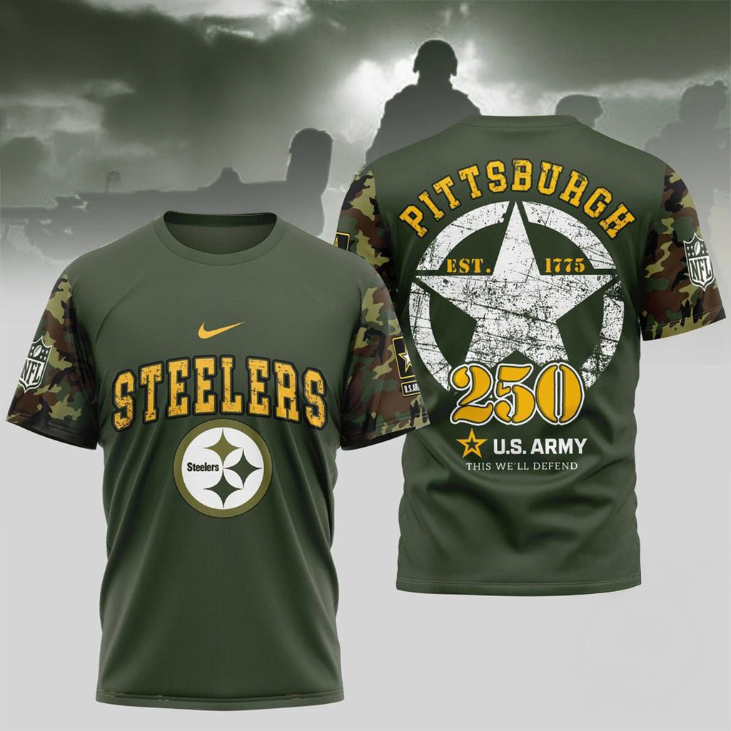 NFL Pittsburgh Steelers US Army 250Th Birthday Celebration 3D Shirt-1