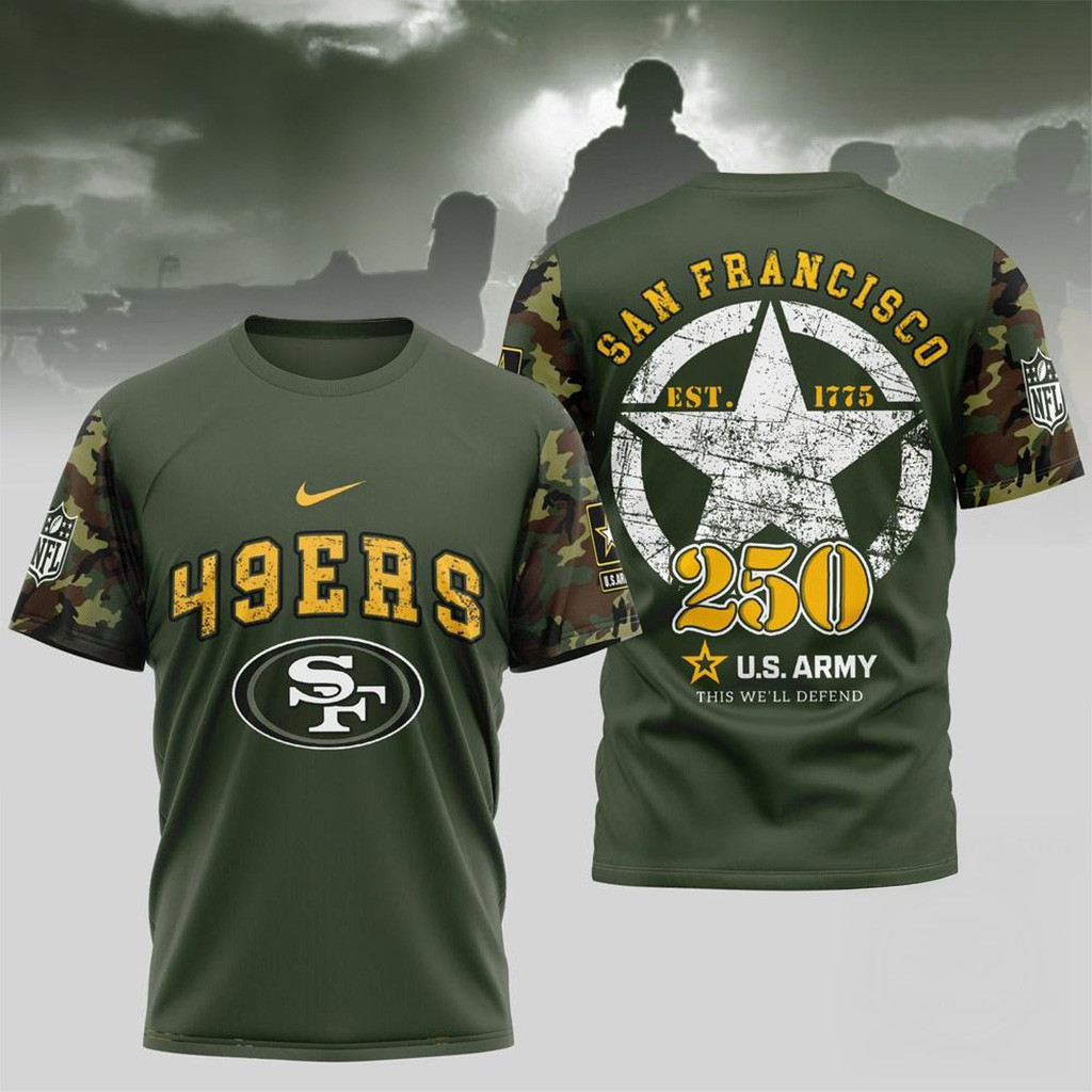 NFL San Francisco 49Ers US Army 250Th Birthday Celebration 3D Shirt-1