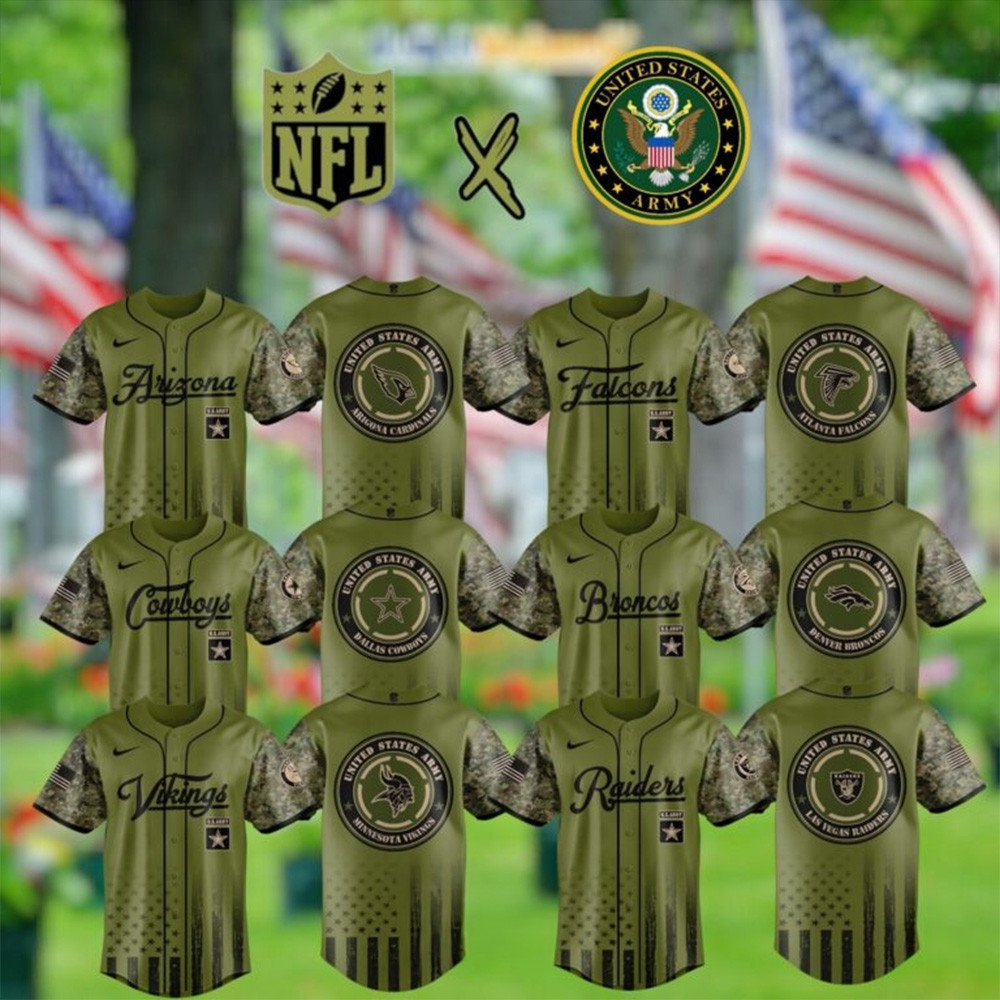 NFL Team US Army Military Memorial Day Baseball Jersey Gifts For Football Fan-1