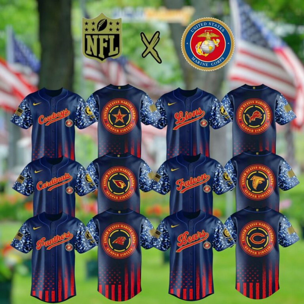 NFL Team US Marine Corps Baseball Jersey Presents For Football Fans-1